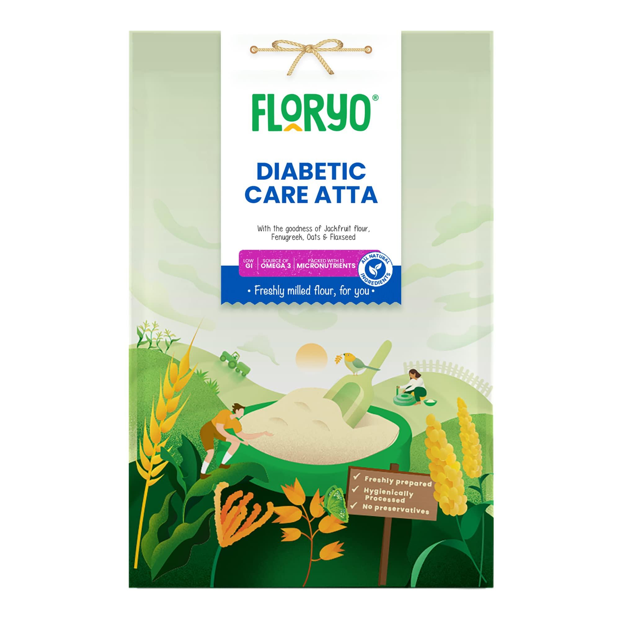 Floryo Floryo 100% Natural Diabetic Care Atta | 1kg Pack | Low GI Flour (Lab Certified) | Rich in Omega-3 | Helps in Diabetes Management | Freshly Milled after Order | 45-Day Shelf Life