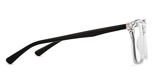 LENSKART BLU LENSKART BLU | Zero Power Blue Cut Computer Glasses | Anti Glare, Lightweight & Blocks Harmful Rays | UV Protection Specs | Transparent Black | Men & Women | Large | LB E16063