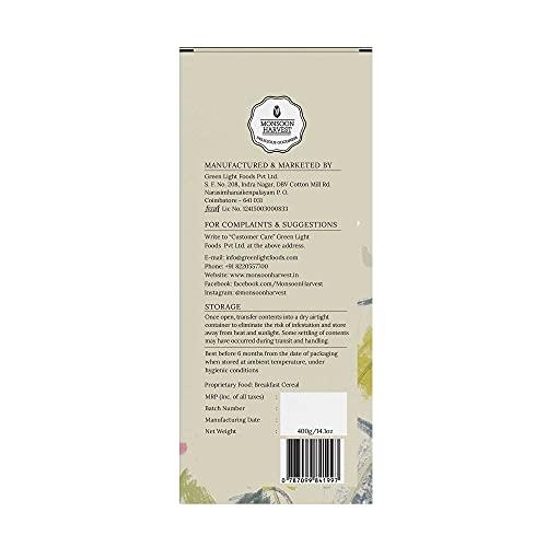 MONSOON HARVEST Wingreens Monsoon Harvest High Fiber Breakfast Cereal with less than 5% Sugar - Ragi Flakes with Raisins, 400g