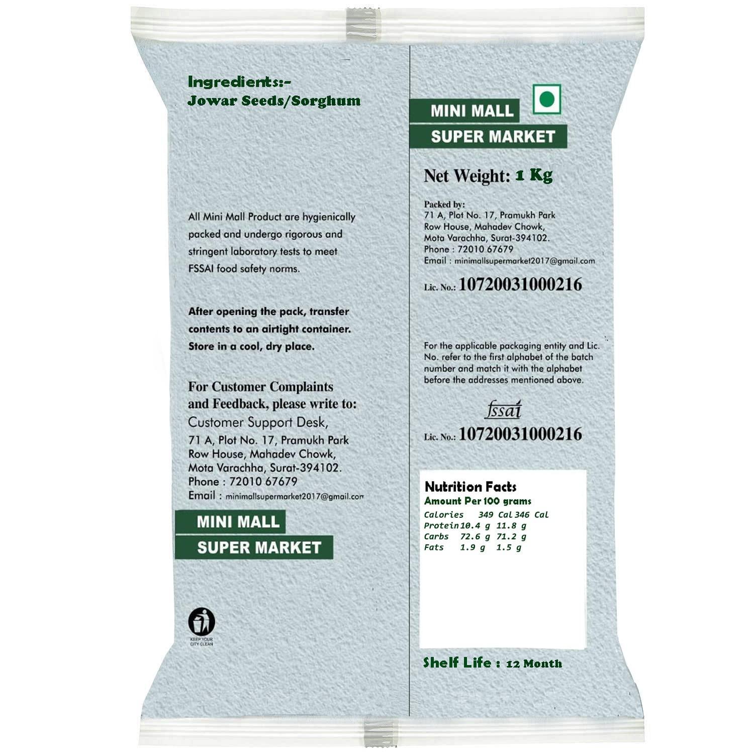 MINI MALL SUPER MARKET MiniMall Super Market Organic Whole White Jowar Seeds/Jawar Sorghum/Jowar (1 Kg)