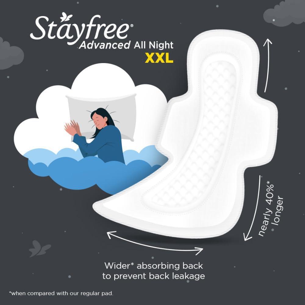 Stayfree Stayfree Advanced Xxl|Combo Packs 84 Pads|All Night Ultra Comfort Sanitary Pads Women|Convert Heavy Flow Into Gel|Odour Control|Absorbs 2X Faster 2X Better Coverage|Up To 12 Hours Of Protection