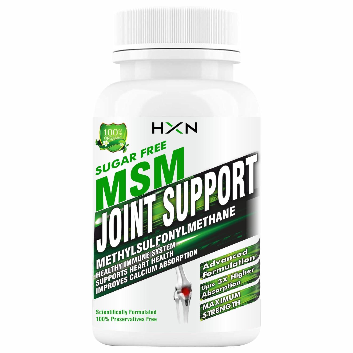 HXN HXN MSM Powder Supplements, Vitamin C, And D3, To Pain Relief And Joint Support Supplement-60 Tablets (No Capsule Pack 1)