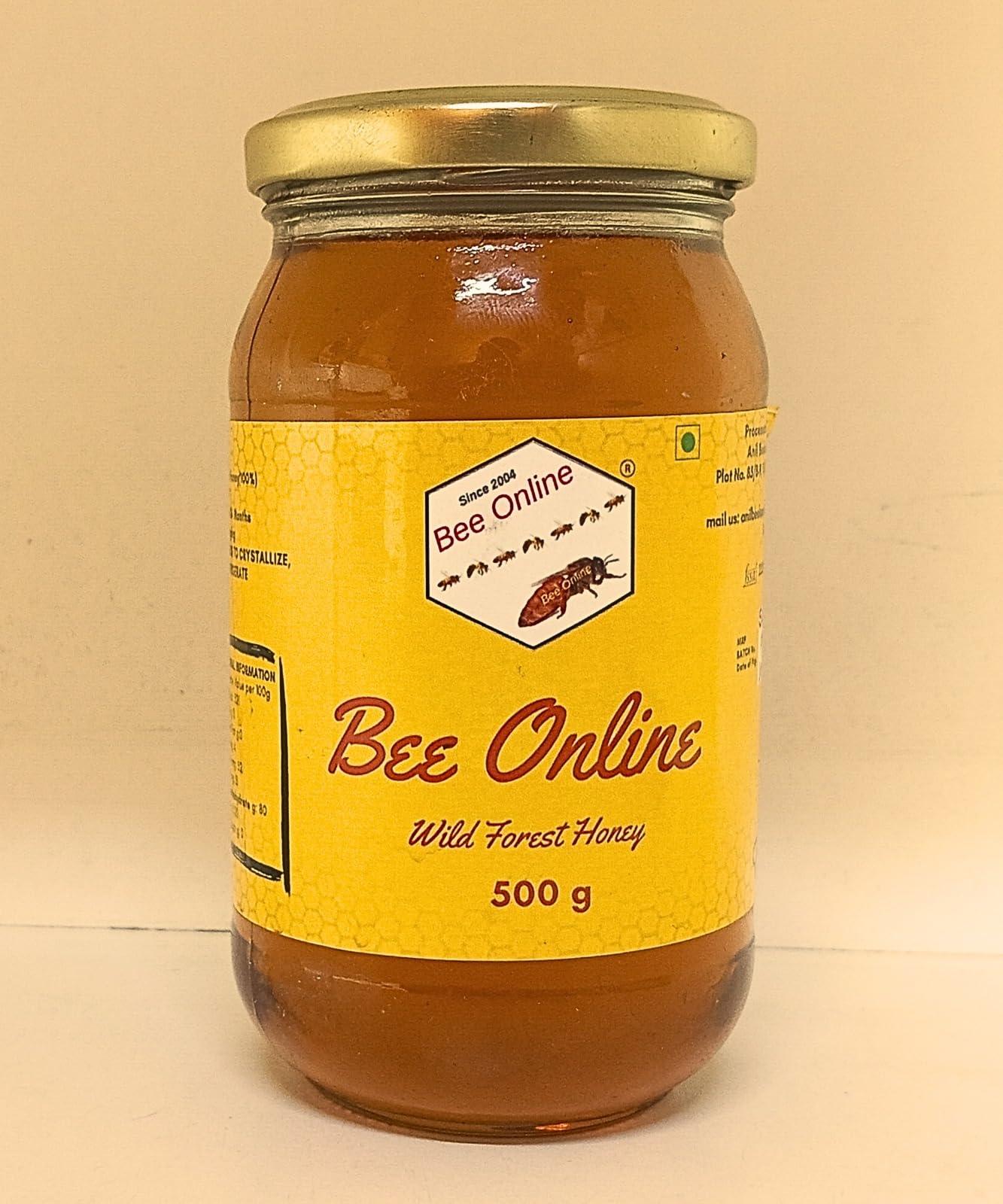 Bee Online 100 % Pure Wild Unprocessed Raw Honey 500 GM