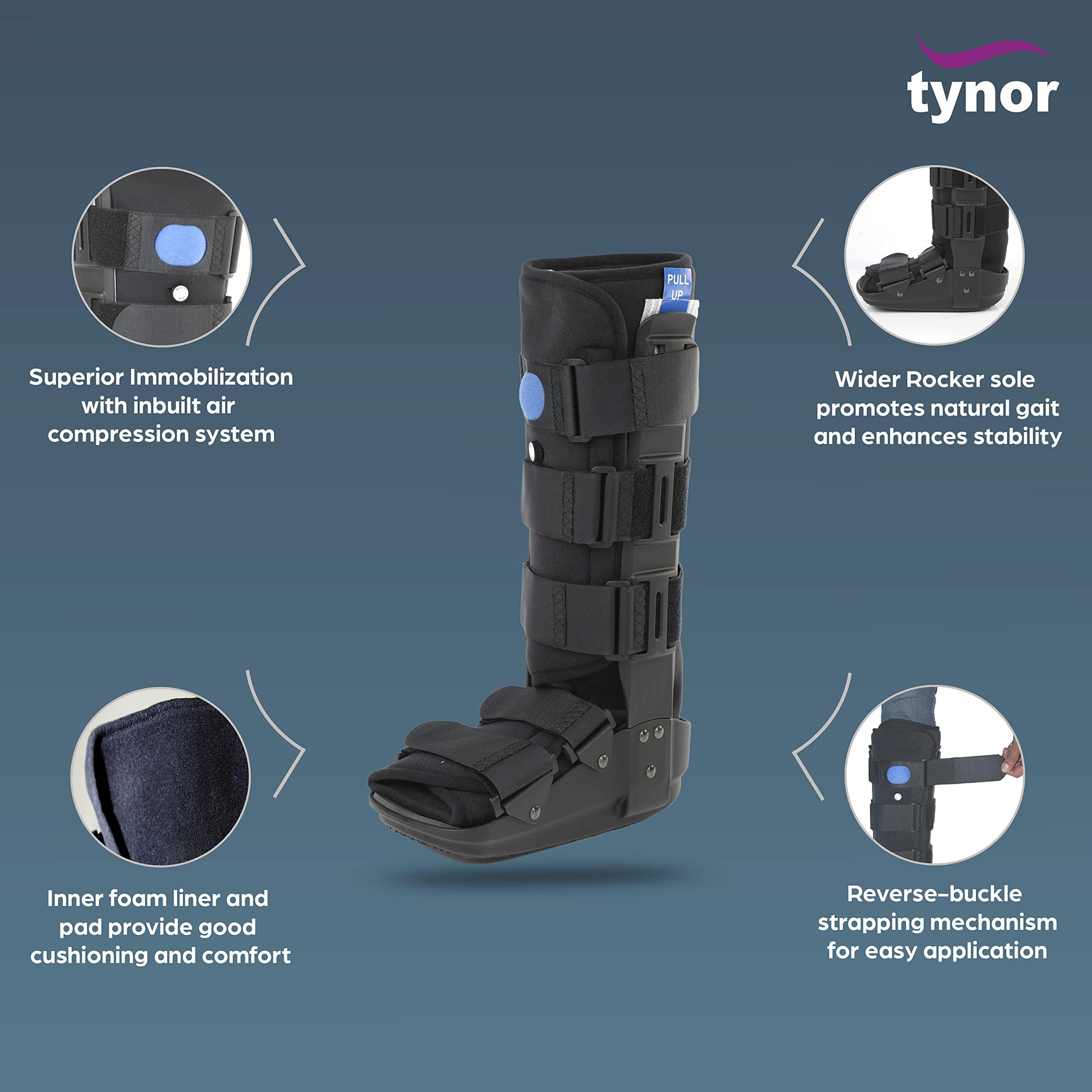 TYNOR Tynor Walker Boot Air, for Foot & Ankle Support | Air Cast Walker for Injury Recovery, Adjustable Medical Boot | Comfortable Orthopedic Boot for Foot Fractures & Surgery | Pack of 1 (Black, Small)