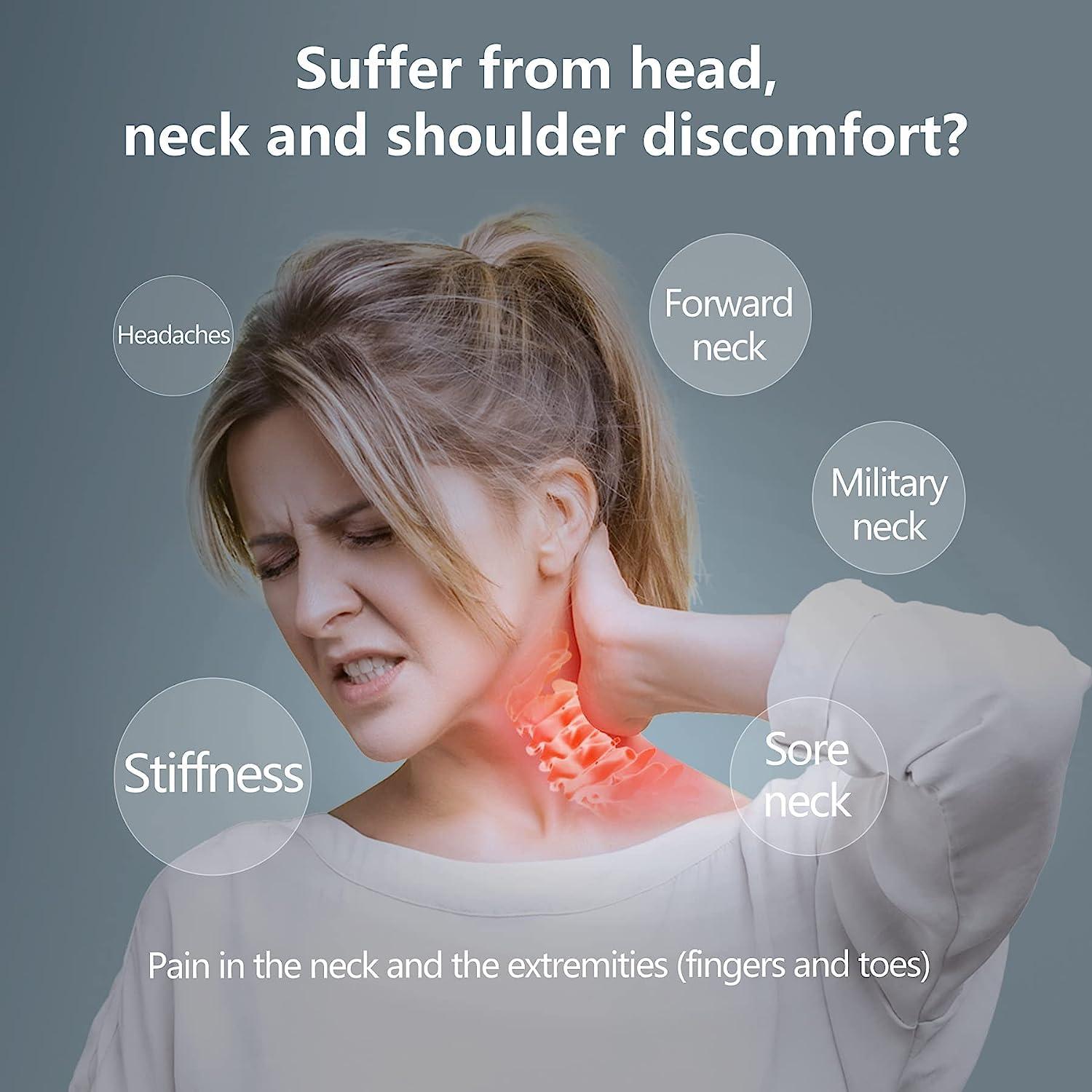 Rewup Rewup Neck and Shoulder Relaxer, Five Nights Cervical Traction Device for TMJ Pain Relief and Cervical Spine Alignment, Chiropractic Pillow, Neck Stretcher (midium, Blue, Polyvinyl Chloride)