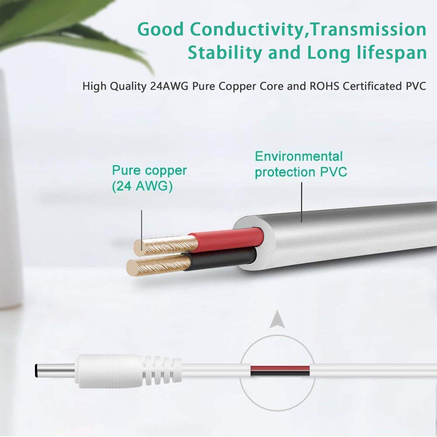 HARBENDI HARBENDI Replacement Charger Cord for Fairywill/KIPOZI/Dnsly/Sboly Sonic Electric Toothbrush USB Charging Cable 3.3feet White