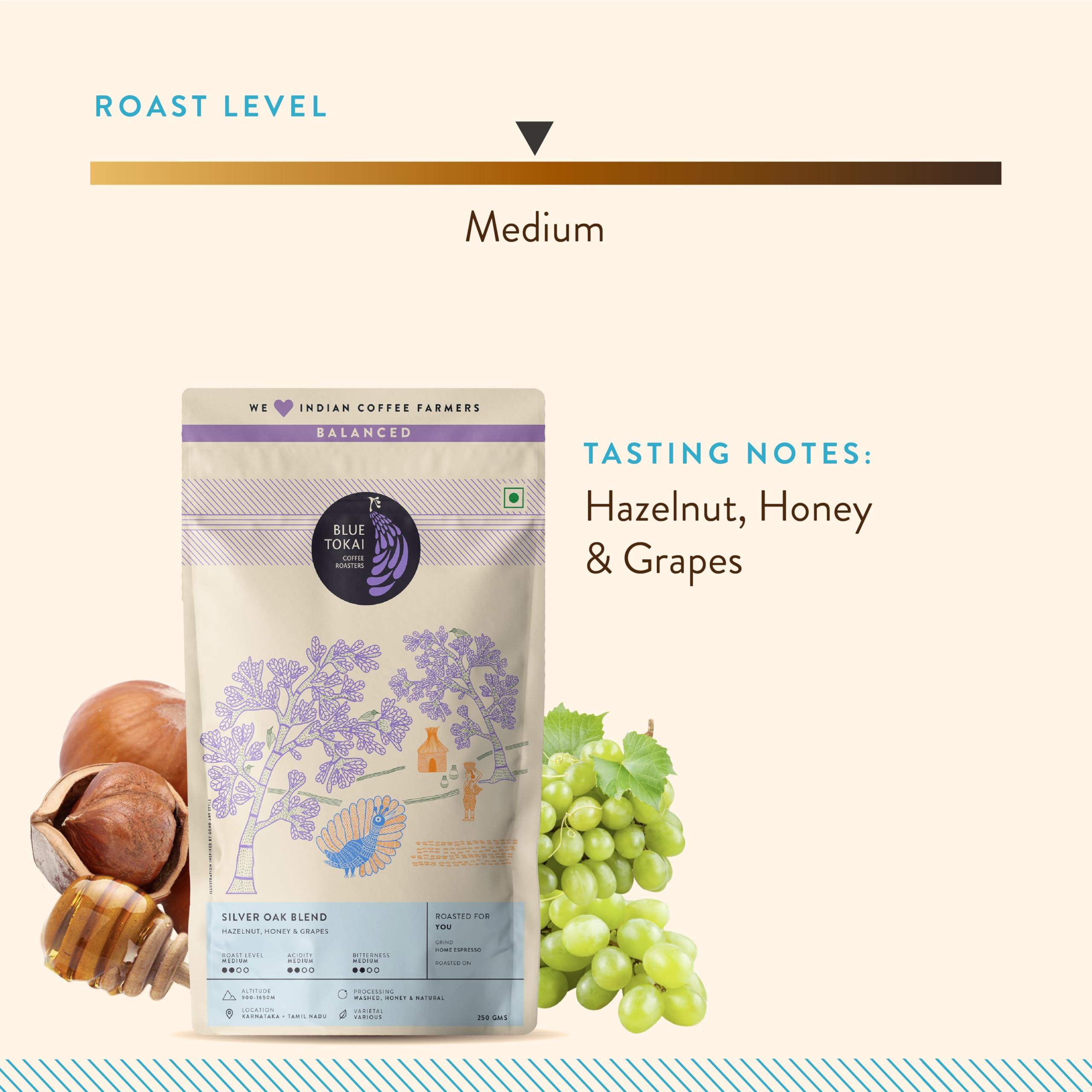 Blue Tokai Coffee Roasters Blue Tokai Coffee Roasters Silver Oak Cafe Blend - Medium Roast (South India Filter) 500g | Made With 100% Specialty Grade Arabica Freshly Roasted Ground Coffee, Bag