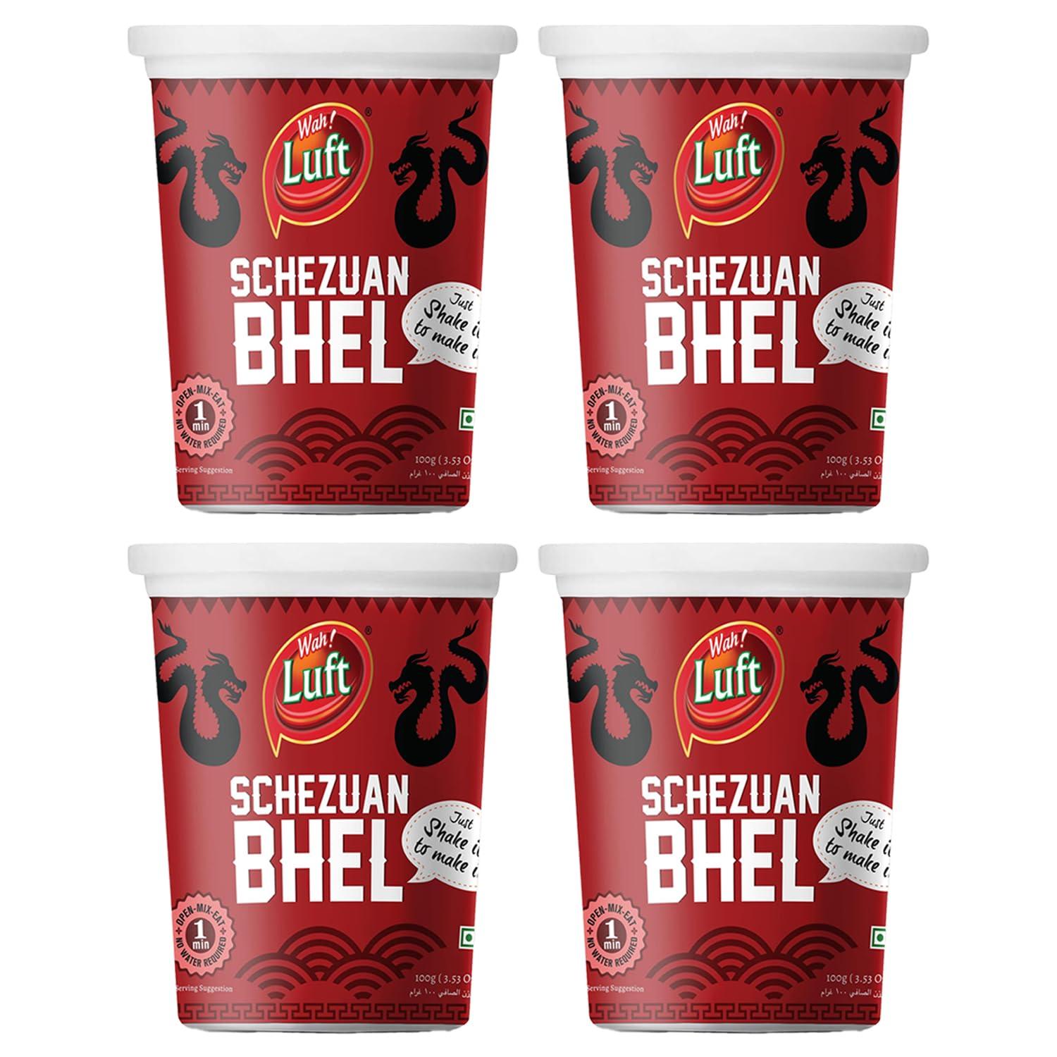 Wah!Luft Wah Luft Instant and Delicious Schezuan Bhel Puri Cup - 100g (Pack of 4)