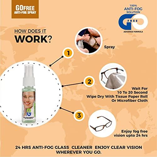GOFREE GOFREE Anti-Fog Spray Kit With Cleaning Cloth For Spectacles, Glasses, Camera Lens Patented & Advanced Formula Solution (30 ML) Effective Up to 24 Hrs - (Pack Of 2)