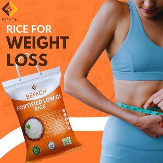Befach 4x Befach Fortified Low GI Rice | Free of Pesticides, Non GMO, Certified Low GI & Low Sugar White Rice Perfect for Diet & Diabetic Patients | 4.5 kg (Pack of 3)