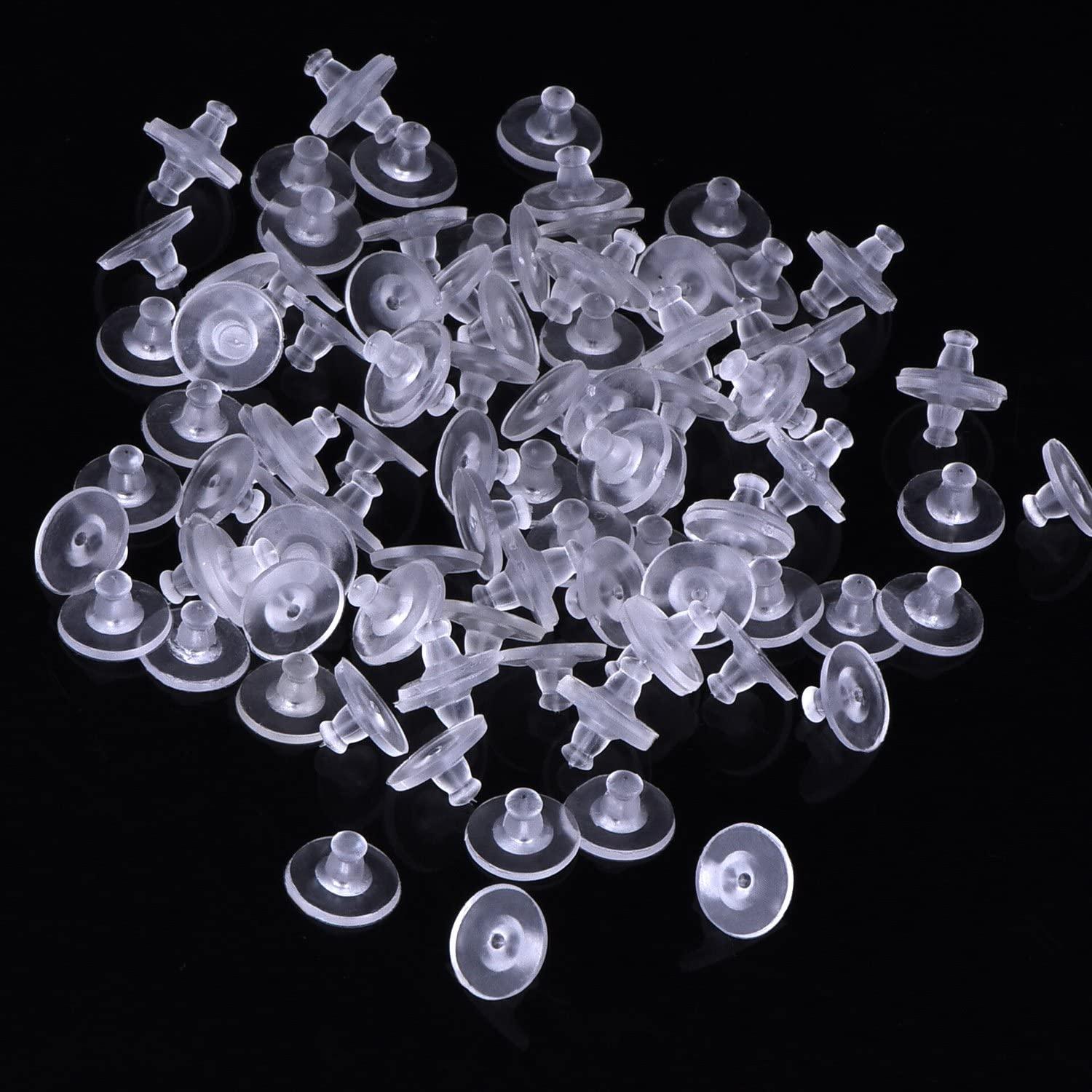 Nyamah Sales Silicone Rubber Ear Back Stoppers Earlobe Support Patches Findings Stud Earring Plugs for Women Medium Size Clear Pack of 200