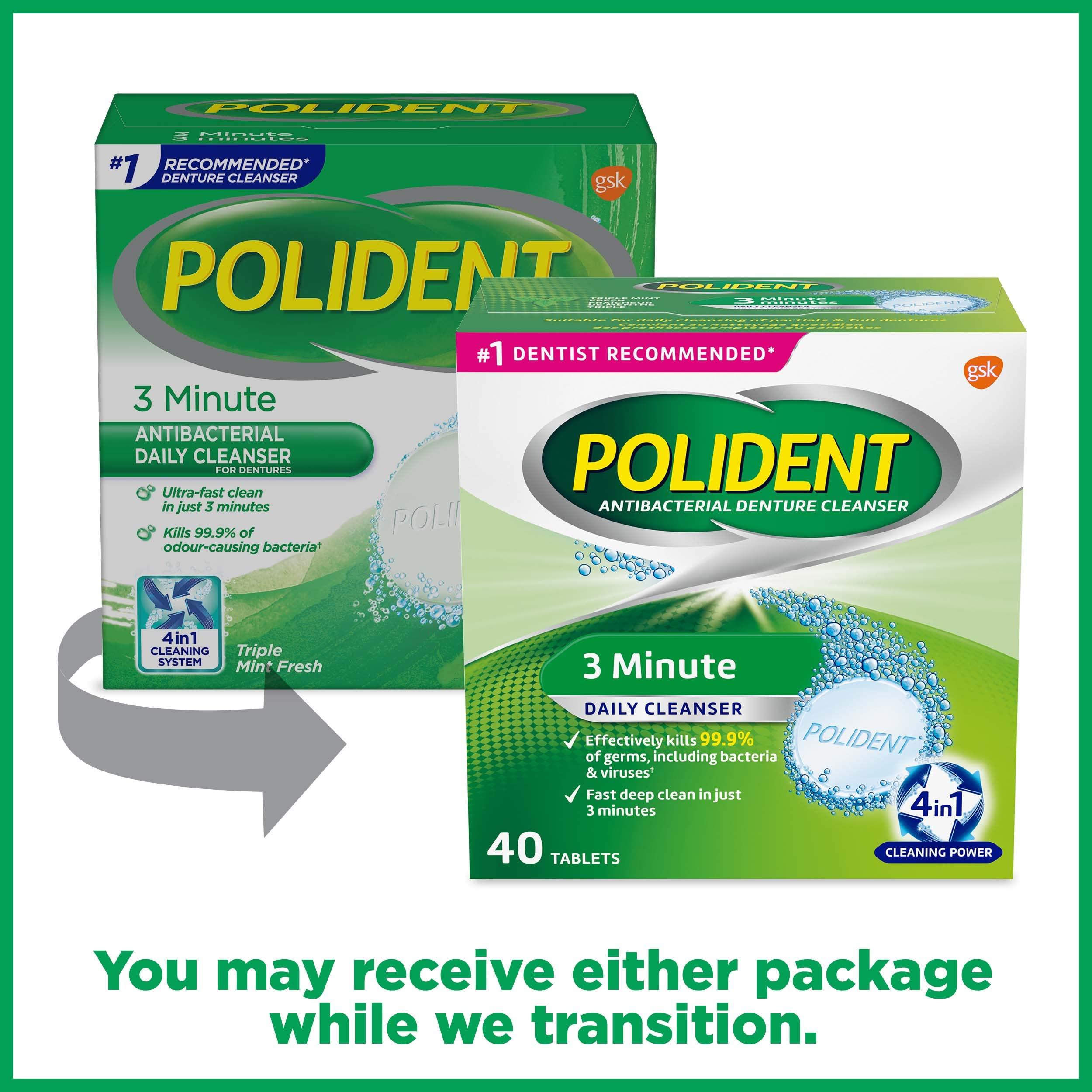 Polident Polident Denture Cleanser, 3 Minute, 40 tablets
