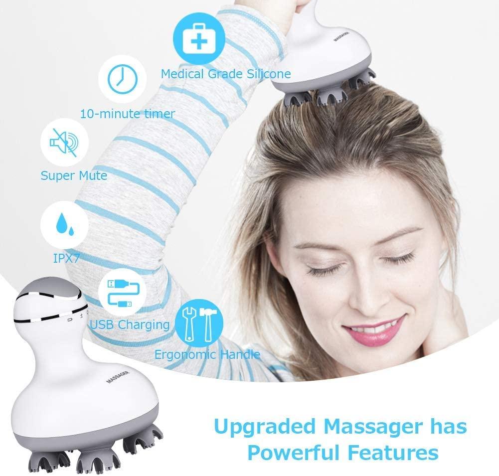 Luteti Luteti Cordless Head Massager - Electric Hair Scalp Massager with Kneading 84 Massage Nodes, Handheld Portable Head Scratcher Massager for Hair Growth, Deep Clean and Stress Relax,Christmas Gifts