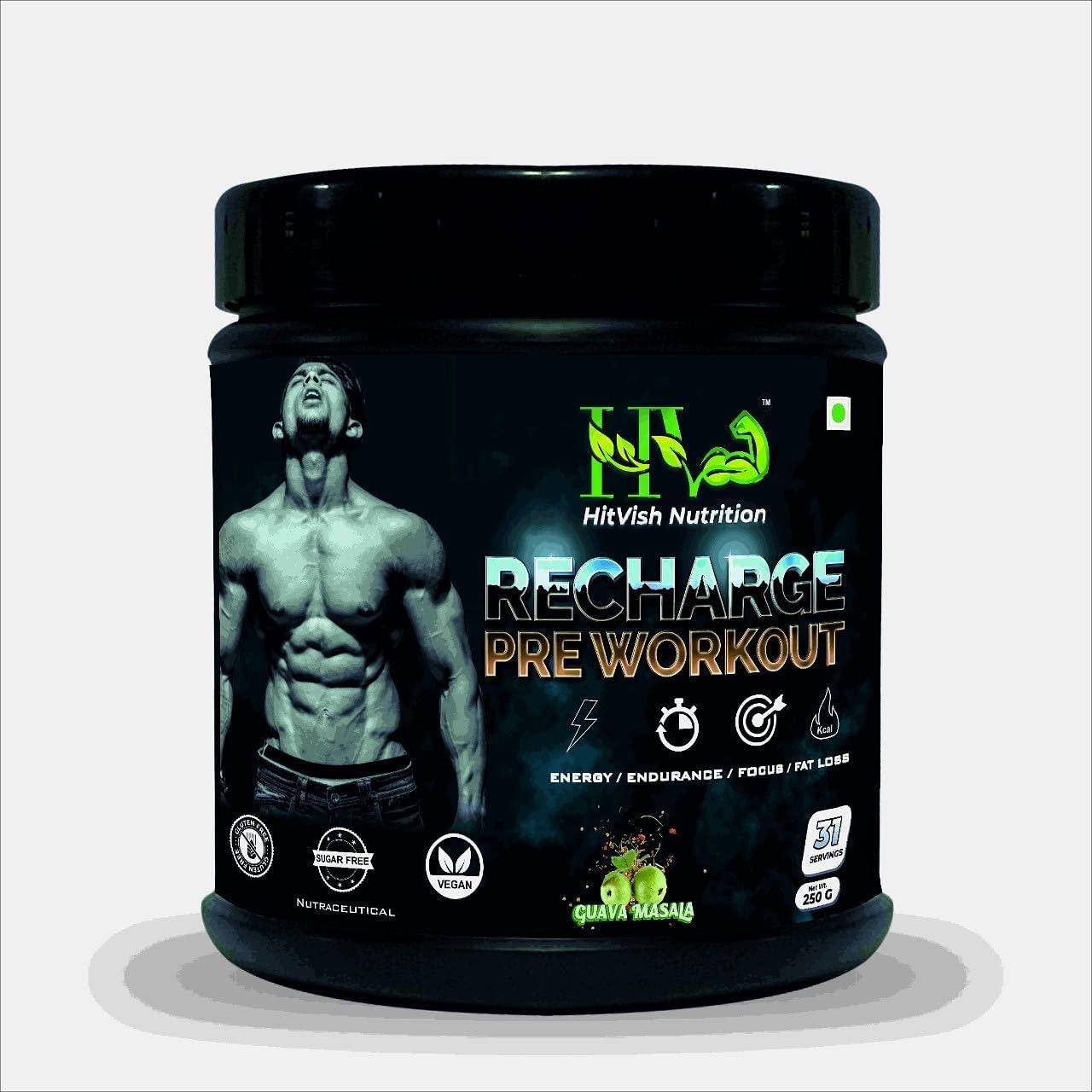 HitVish Nutrition HitVish Nutrition Pre-Workout Supplement (31 Servings, Watermelon Flavour) | Pre Workout Supplement For Men & Women , Creatine, Taurine For Performance & Energy Boost 250 gm , 31 Servings