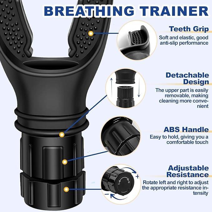 Glutanex Glutanex Breathing Trainer | Breathing Resistance Trainer for Oral and Muscular Exercise | Lung Capacity Exercise Device | Lung Exerciser Equipment for Respiratory Muscle Exercise | Men and Women | Black