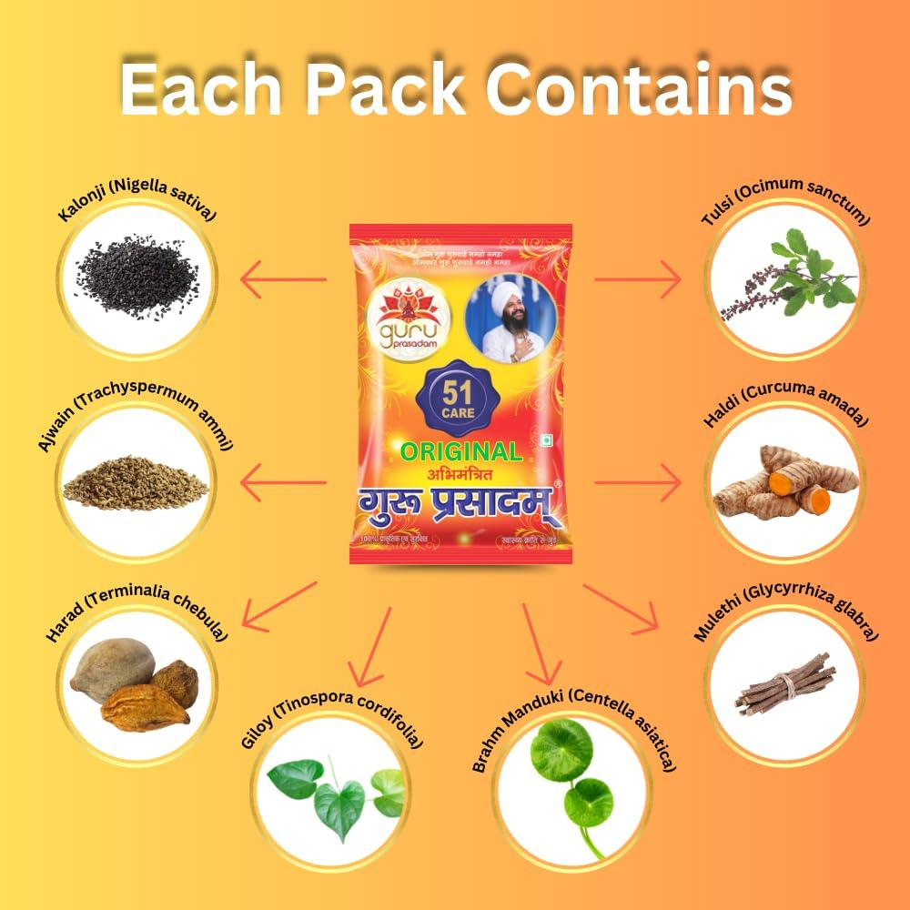 Guru Prasadam 51 Care Original Guru Prasadam I Herbal Digestive Support, Vitality Boost, Detoxify & Revitalize I Pack of 200 Gm