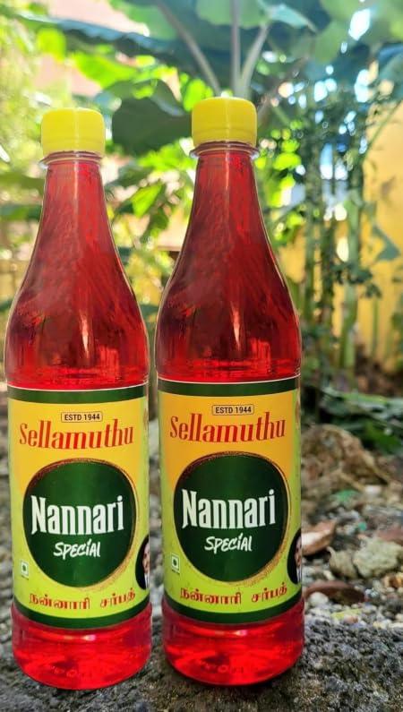 Generic Sellamuthu Nannari Sarbath/Sarsaparilla/Naruneendi (Red Colour) (Pack Of 2, 700Ml Each) - Syrup