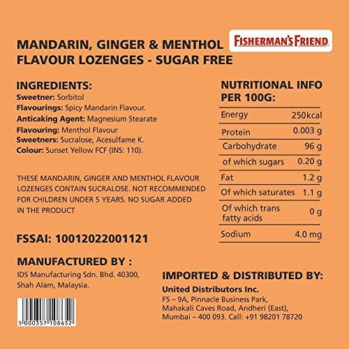 Fisherman's Friend Fisherman's Friend Sugar Free Mouth Freshener - Mandarin & Ginger- Refreshing and Soothing Lozenges 25g (Pack of 24)