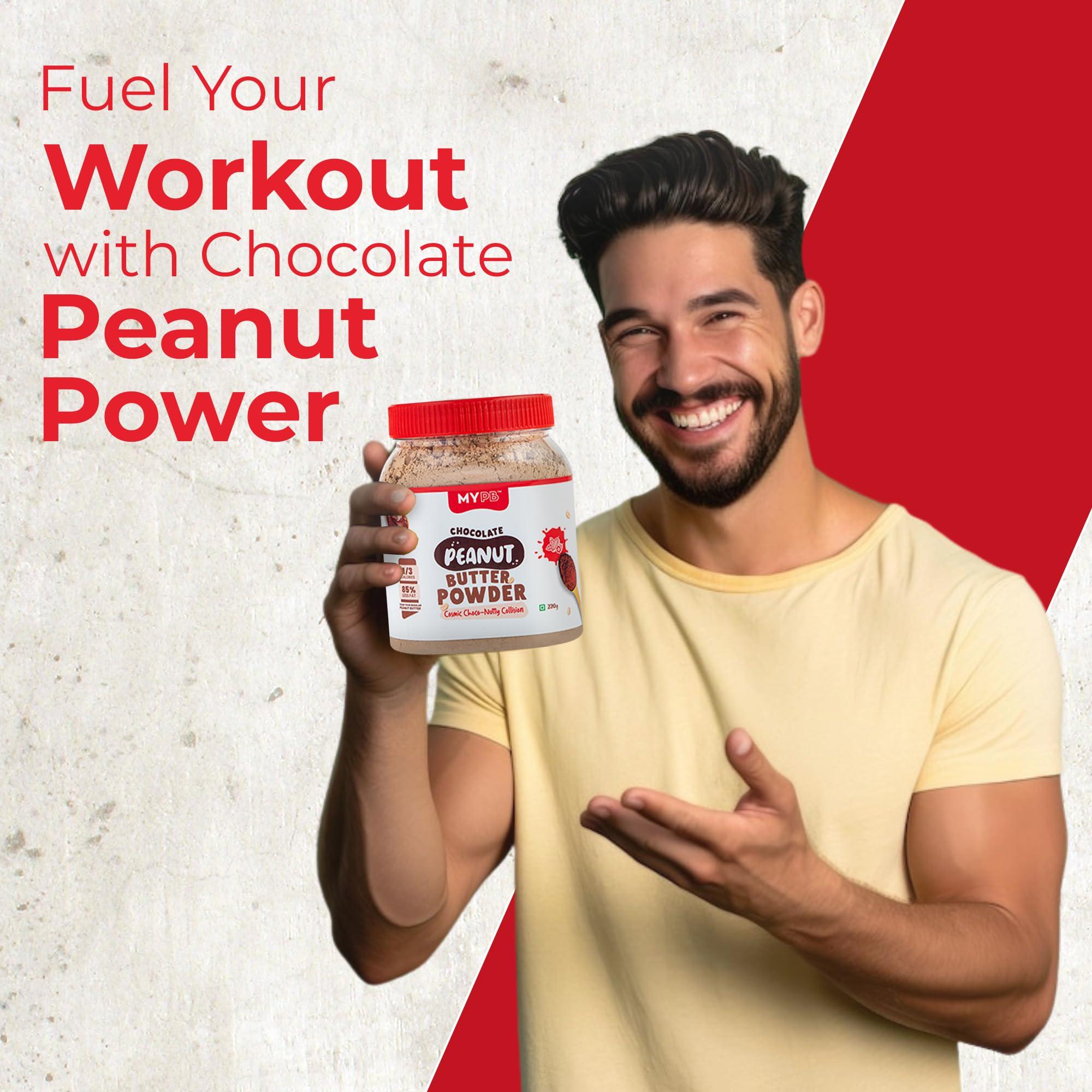 MYPB MYPB Chocolate Peanut Butter Powder High-Protein 54G|Double In Quantity With Water/Milk Mix, Preservative Oils-Free Soy-Free, Cholesterol-Free, For Spreads, Shakes, Baking|Gluten-Free, Vegan, 230Gm