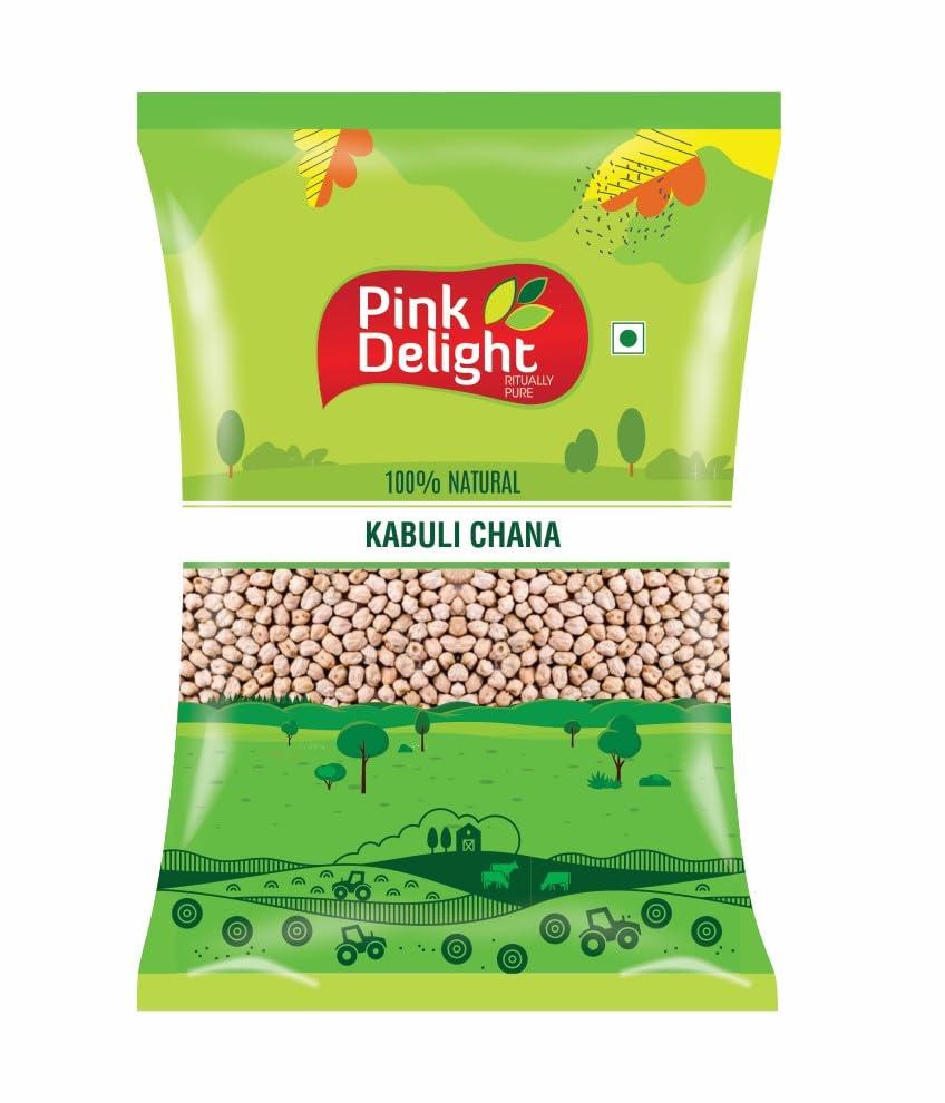 Pink Delight Pink Delight Premium Kabuli Chana | White Chikpeas | Chole | Indian Cusine | Sortex Cleaned | 1 Kg Pack