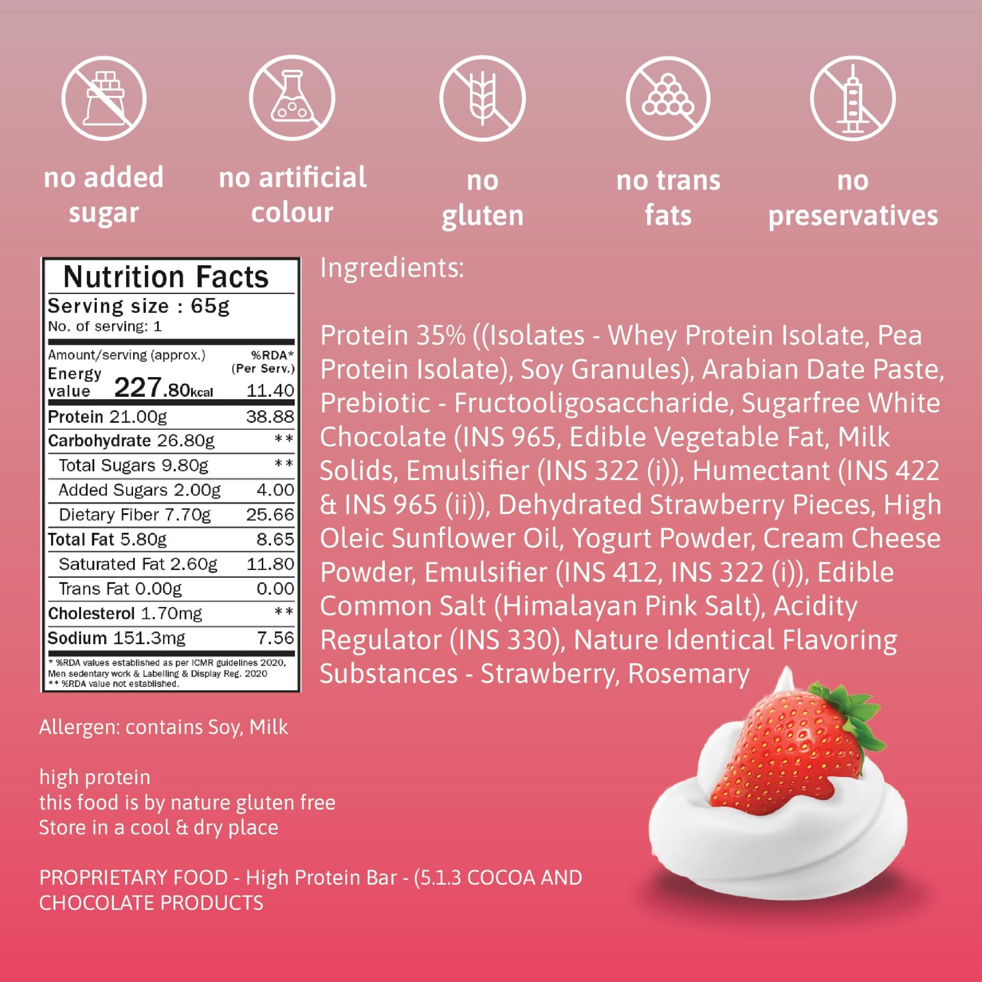 Phab Phab Assorted (Chocolate Brownie, Mocha Nut Fudge, Strawberries & Greek Yogurt) 21G Protein Bars (Pack Of 6), Fitness & Immunity With Goodness Of Dates-390 Gram