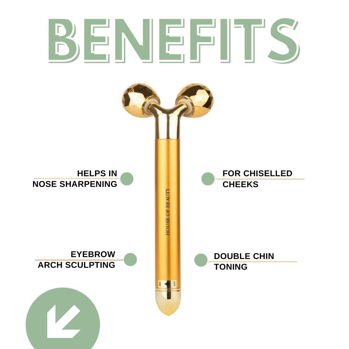 HOUSE OF BEAUTY House of Beauty 3D Face Massager Beauty Bar, Y-shaped Roller - Combination Sculptor (Golden)