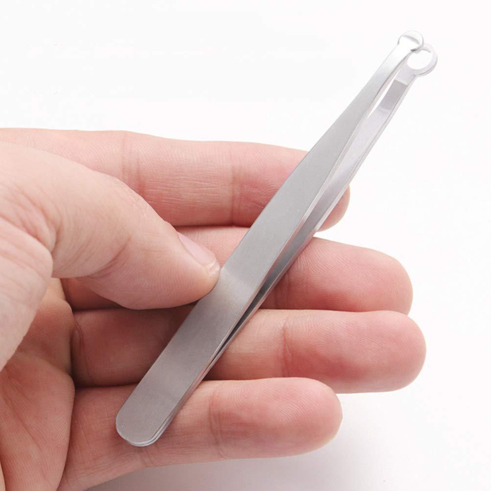HEALLILY HEALLILY Nose Hair Trimmer Round Tip Precision Nose Hair Tweezers Clip Stainless Steel Eyebrow Clippers for Safely Trim Hair Nose Facial Hair Removal Tool Silver