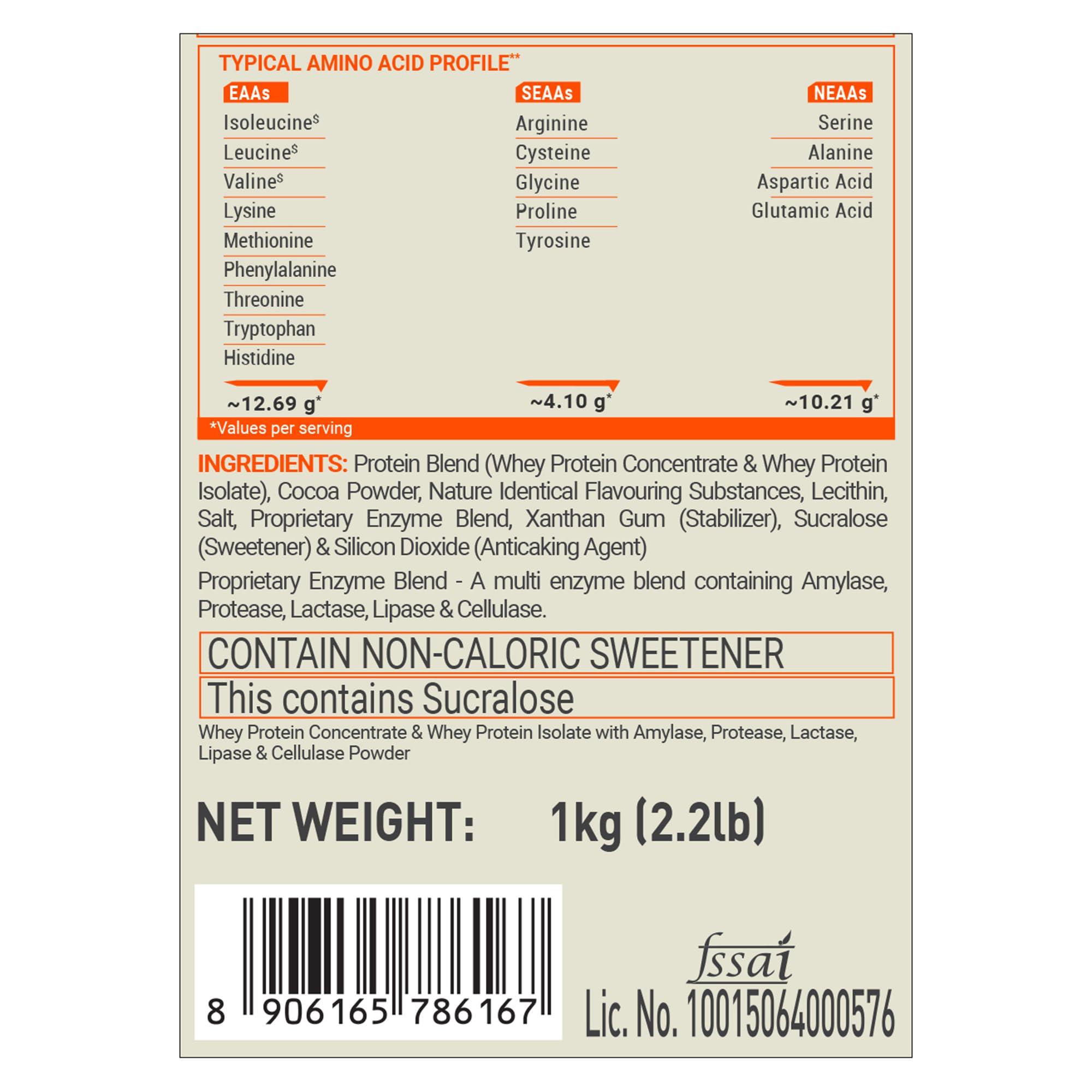 FUELONE FUELONE Whey Max (Chocolate Hazelnut, 1kg / 2.2lbs), 27g Protein | Whey Protein Concentrate & Whey Protein Isolate