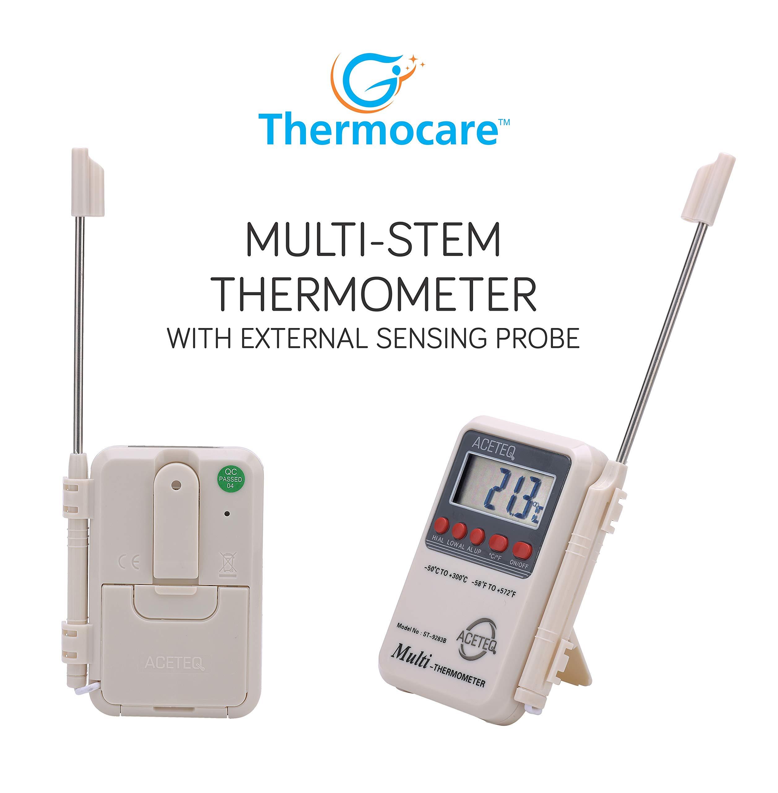 Thermocare Thermocare Multi Stem Digital Thermometer with External Sensing Probe and Portable LCD Digital, Accurate Fast Response (White)
