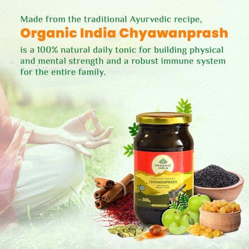 ORGANIC INDIA A TATA Product Organic India Chyawanprash - 500g, Ayurvedic Blend with Vitamin C, Boosts Immunity, Enhances Strength & Stamina, Supports Digestion, Promotes Healthy Skin & Hair, Relieves Cough & Cold