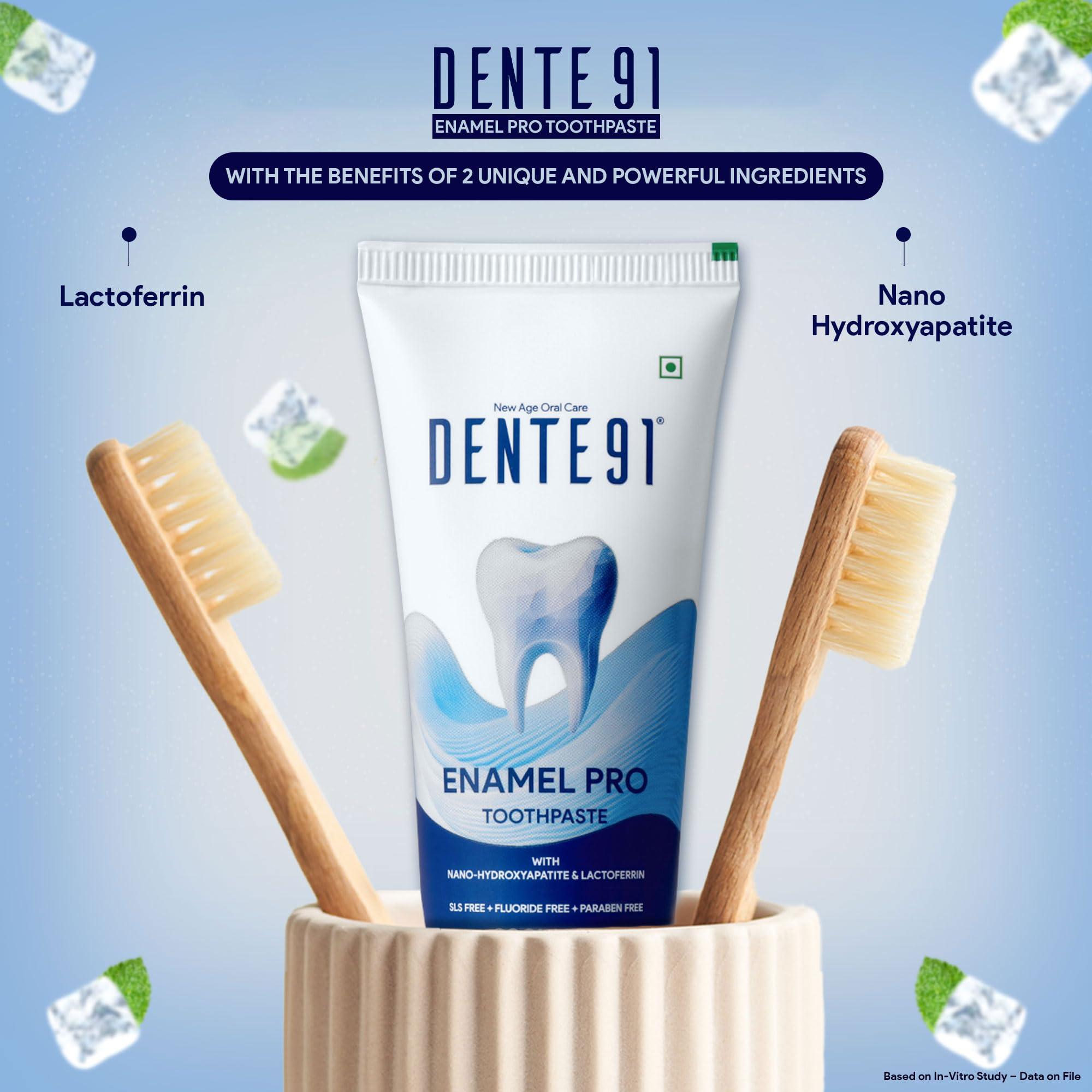 DENTE91 Dente91 Enamel Pro Toothpaste| Sensitivity Relief | Repairs Cavities | Fights Gum Disease | Reduces Bad Breath | Strengthens Enamel | SLS Free | Fluoride Free | Paraben Free | Pack of 2, 2 X 70g