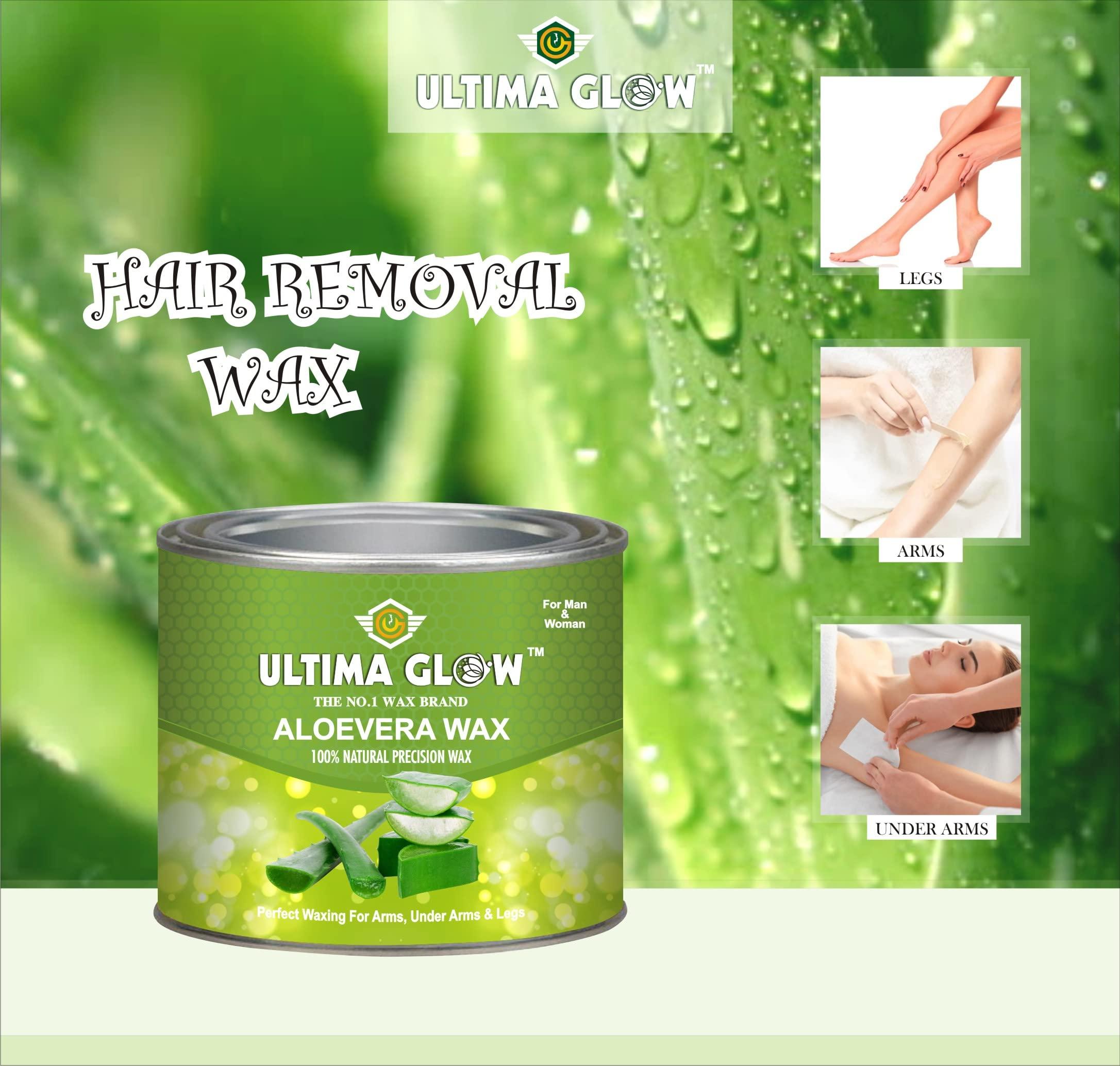 ULTIMA GLOW ULTIMA GLOW aloe Vera strip and stick wax 600 gram wax for all skin wax full body wax Tan Removal, unisex adult