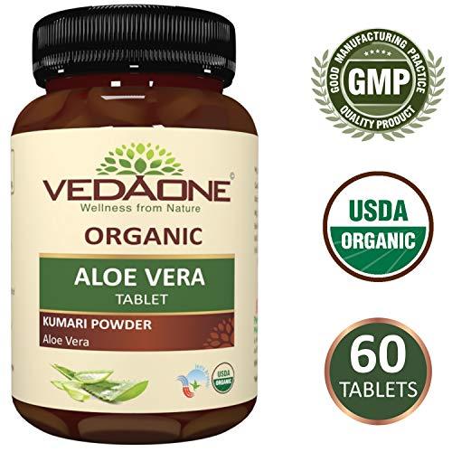 VEDAONE Vedaone Aloe Vera Tablets as Herbal Supplements - 100% Pure Organic Aloe Vera Extract 750mg 60 Tablets (Pack of 2)
