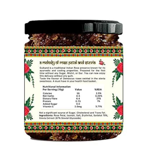 VISTEVIA Vistevia Sugar Free Gulkand (Rose Jam), Diabetic and Keto Friendly - Sweetened Naturally with Stevia - Tastes Delicious - Pack of 1 (230GM)