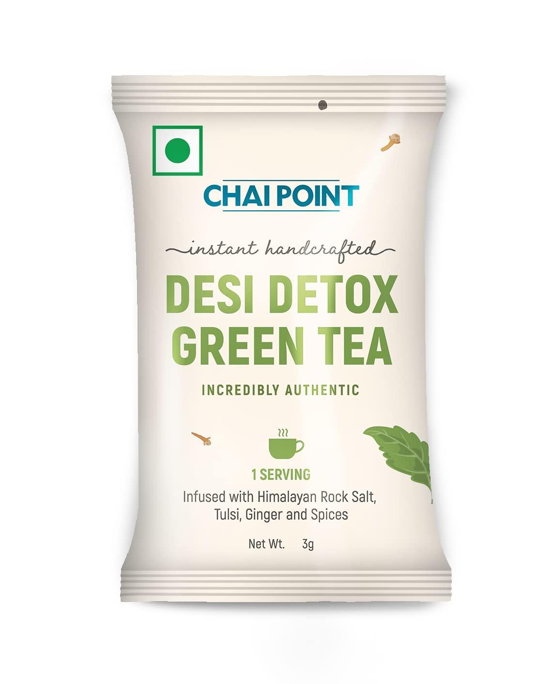 CHAI POINT Chai Point Desi Detox Green Tea | 15 Sachets | Instant Tea | 100% Natural Ingredients