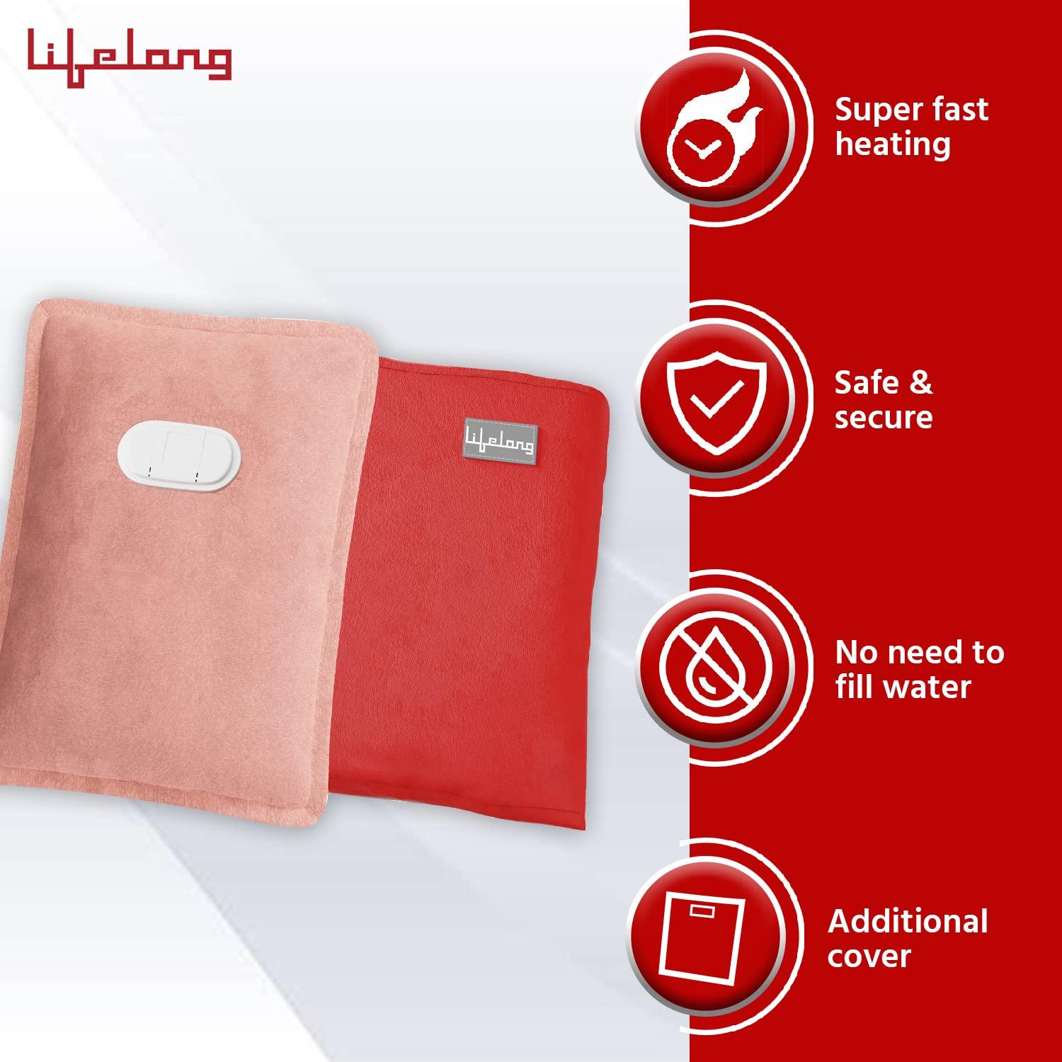 Lifelong Lifelong LLM612 Hot Water Bag for Full Body Pain Relief|Dual Insulation Silicon Technology|Heating Gel Pad Heat Pouch Hot Water Bottle Bag|Electric Gel Heating Bag (1 Year Warranty, Pink)