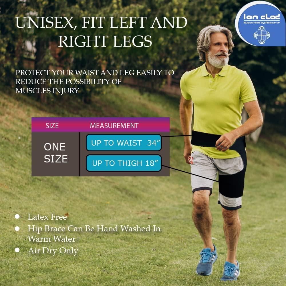 Ion Clad Ion Clad Scientist Developed Copper Compression Hip Joint Brace with Groin Support. Pain Relief & Recovery for Quads, Pulled Muscle, Lower Back, Sciatica, Hip Flexor & Hamstring Strain – Men & Women