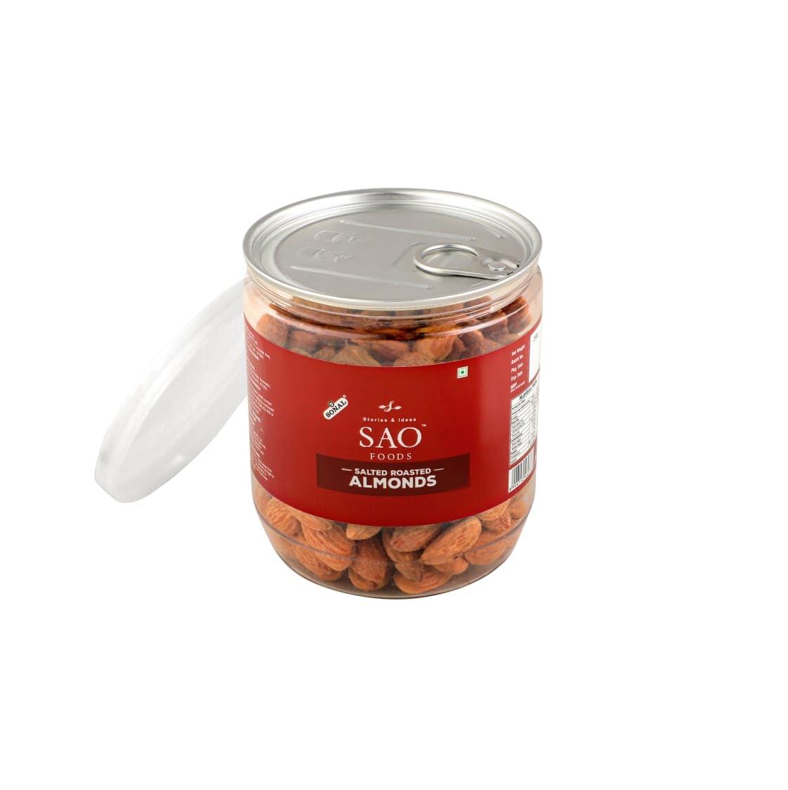 Stories & Ideas SAO Foods Sao Foods Roasted & Salted Almonds 250 gm, Dry Fruits, Crispy and Crunchy, Healthy Dry Foods, Real Nuts, Rich in Protein, Perfect for Snacking