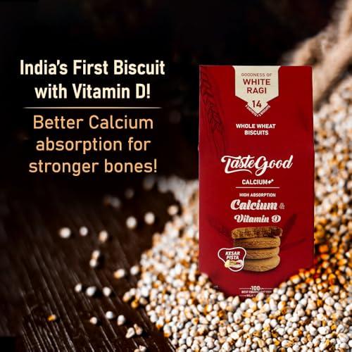 AZISTA INDUSTRIES PRIVATE LIMITED Taste Good Calcium & Vitamin D Biscuits For Strong Bones With Goodness of White Ragi & Whole Wheat Flour| Milk Based High Fiber Cookies (Pack of 8)
