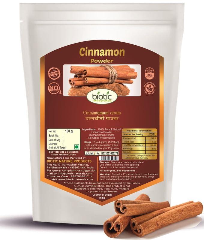Biotic Biotic Natural Cinnamon Powder - Dalchini Powder (Ceylon) Dal Chini Powder for eating - 100 gm