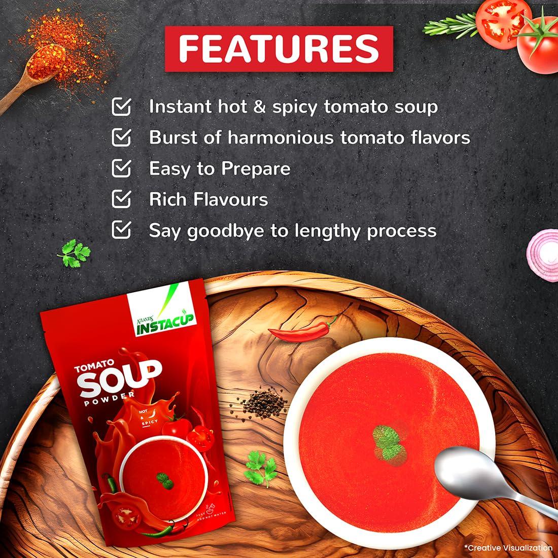 ATLANTIS Atlantis Insta Cup Hot and Spicy Tomato Soup Premix Powder One Pouch 500 gms Just Add Hot Water-Pack Of 5 2.5 Kg