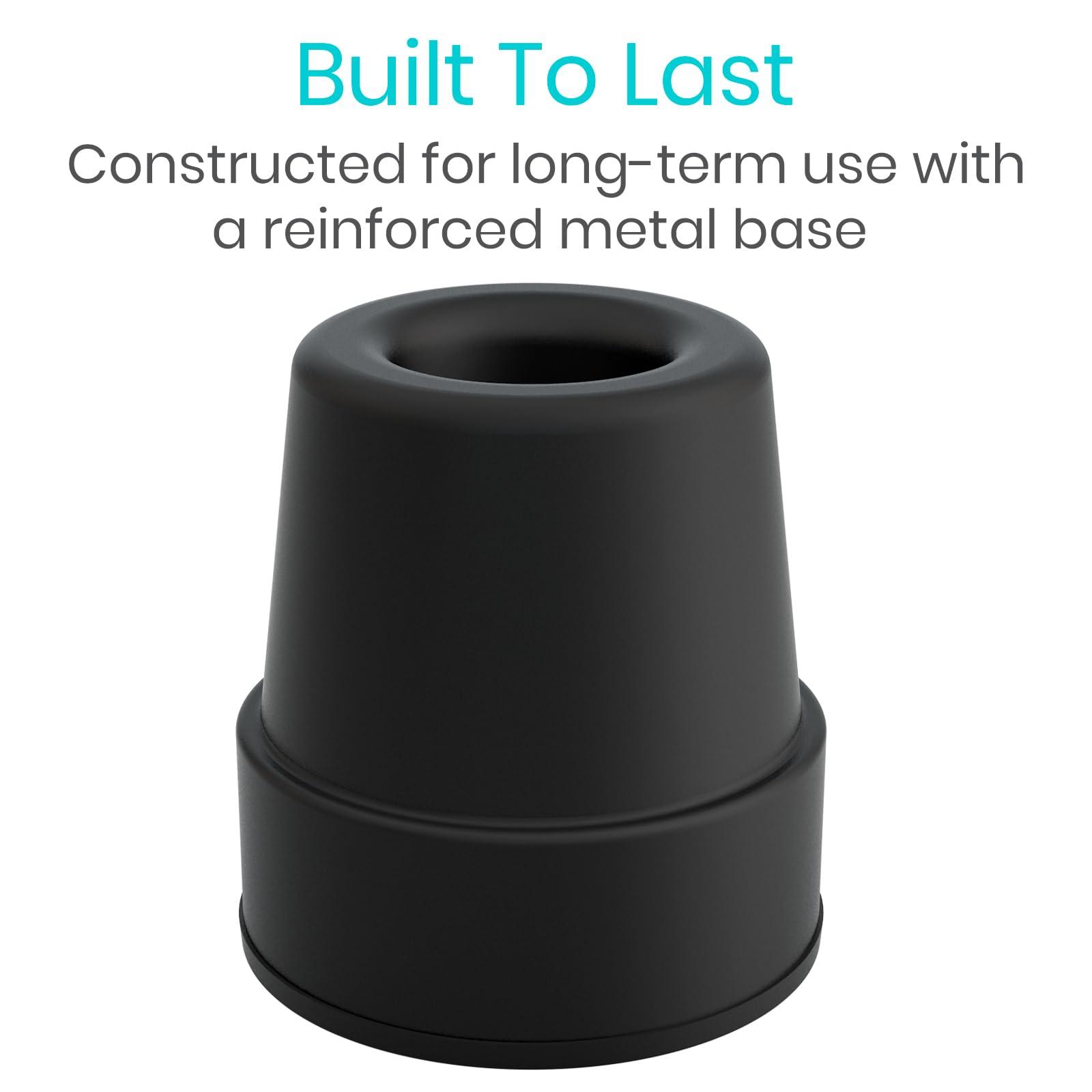 VIVE Vive Quad Cane Tips (Set of 4) - Heavy Duty 1/2 inch Replacement Rubber Foot - Black Attachment Base Grip - Accessories for Walking and Standing Stick - Durable End for Women, Men, Seniors, Elderly