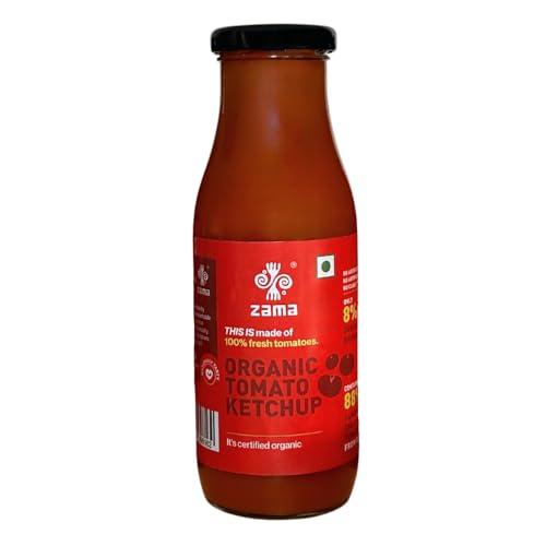 Zama Zama Organics Tomato Ketchup 300g Glass Bottle | Tomato Sauce | Organic ingredients | Organic Tomatoes | Tangy And Raw Flavour | Traditionally produced | No artificial Dyes and flavours