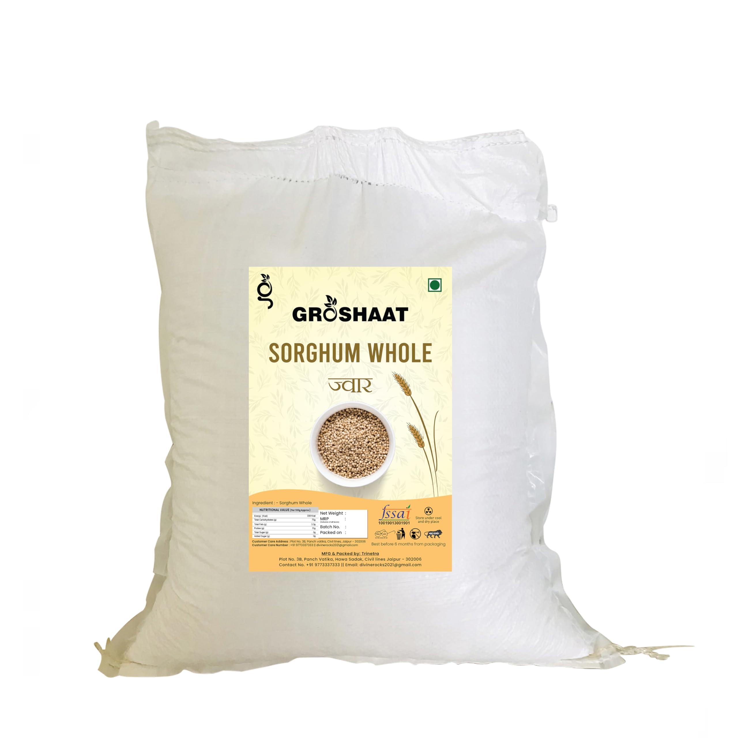 Groshaat Groshaat Jowar Sabut (Sorghum Whole)- 10Kg Pack Gluten free, High Protein, Rich in iron, Rich in phosphorous