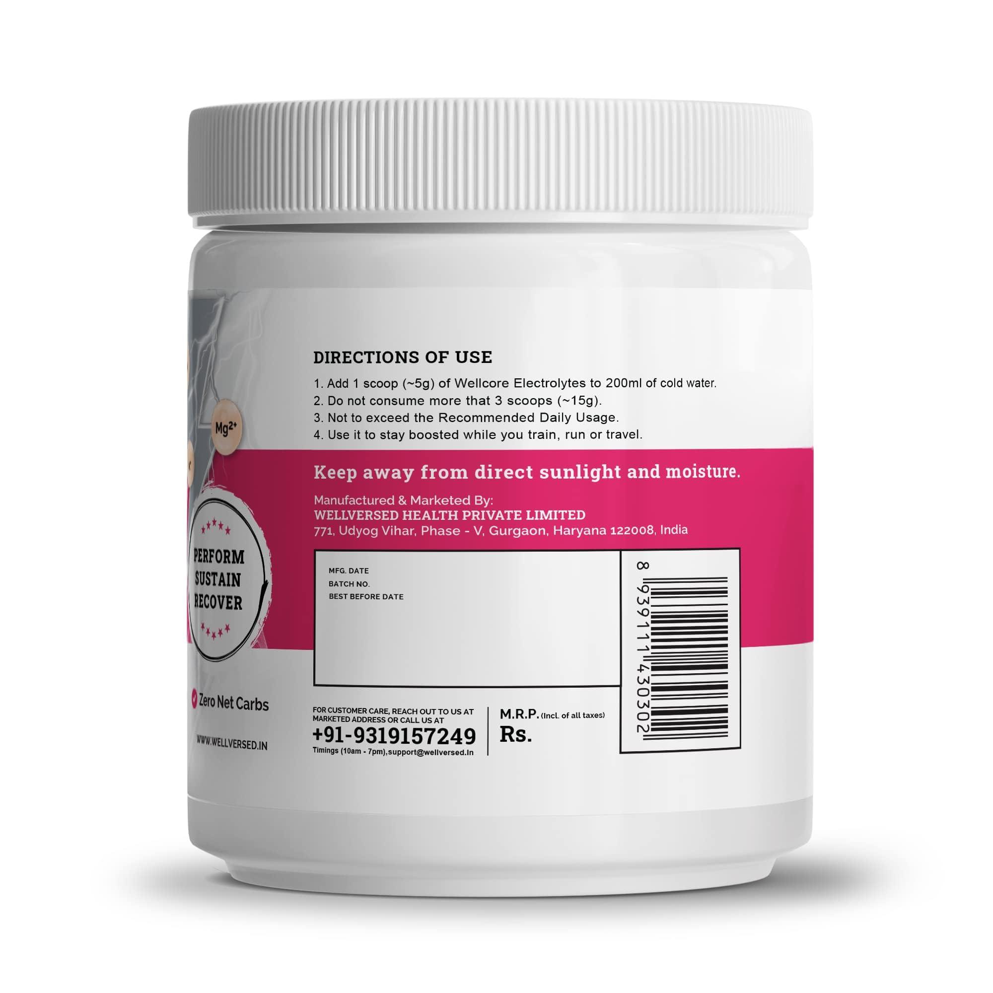 Wellcore Wellcore - Electrolytes (Miami Thunder, 2X200g) |Electrolyte Drink With 5 Vital Electrolytes: Na, Mg, Ca, K, PO4 | Sugar Free Electrolyte Powder | Fat Fuel Powered Keto Electrolyte