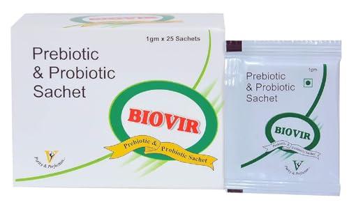 Virgo Healthcare Virgo Healthcare\'s Biovir - 25 Sachets | Saccharomyces Boulardii Prebiotic & Probiotic | Diarrhea | IBS | Lactose Intolerance
