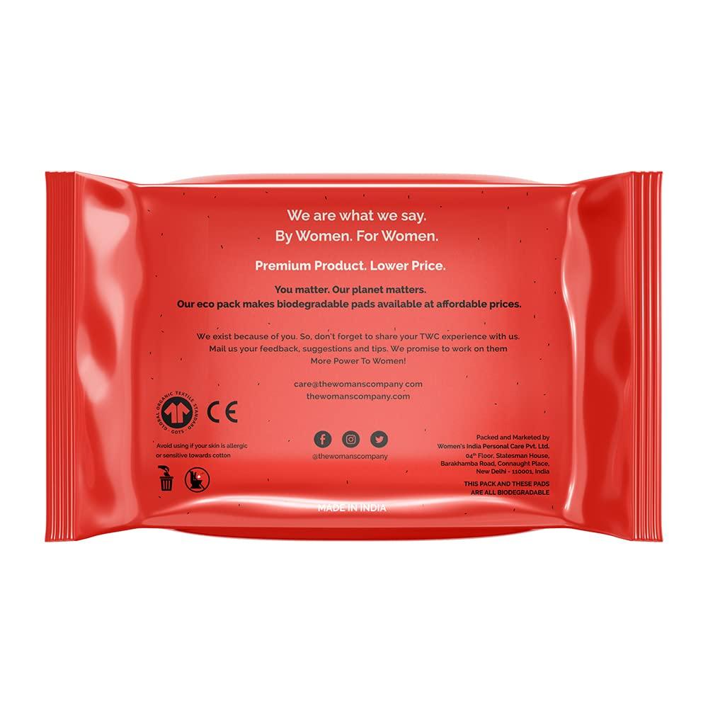 THE WOMAN'S COMPANY The Woman's Company Day Sanitary Pads for Women Value Pack of 16 | Organic Cotton Napkins Antibacterial, Biodegradable & Rash-Proof Pad for Regular Flow