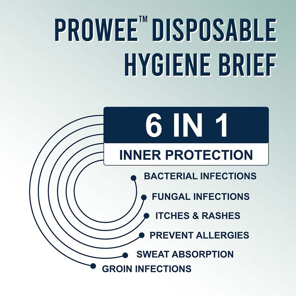 PROWEE Disposable Underwear Brief for Men for Regular Use, Travel, Trekking, Camping, Spa, Herbal Treatments, Hospital Stay & Incontinence. Cotton Like comfort with body hugging (L, 10)
