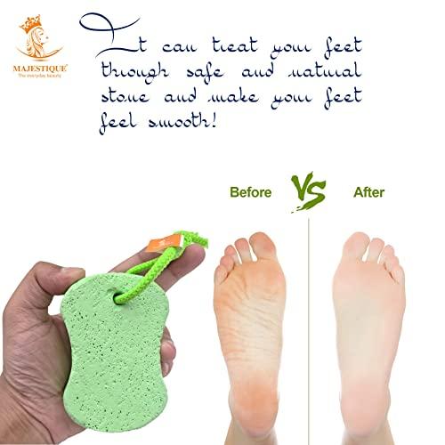 MAJESTIQUE Pumice Stone for Feet 2 pcs, Majestique Natural Lava Pedicure stone for Body, Bath Stone, Pumice Stone Remove Dead Skin for Hand, Pubic Stone Scrubber Foot Stone Exfoliating, Foot, Elbows