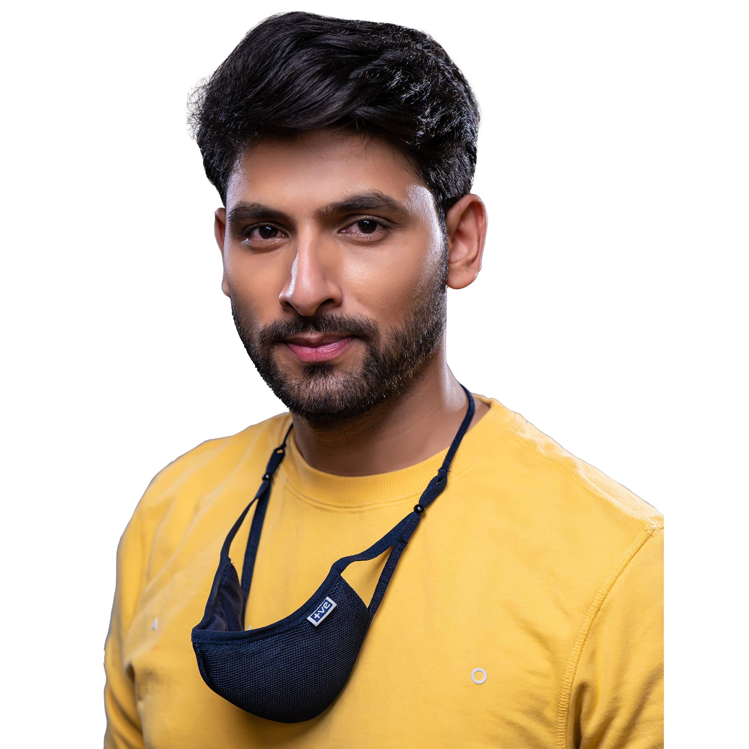 Posi+ve Posi+ve Fabric Reusable Face Mask (Blue, Pack of 4) for Unisex